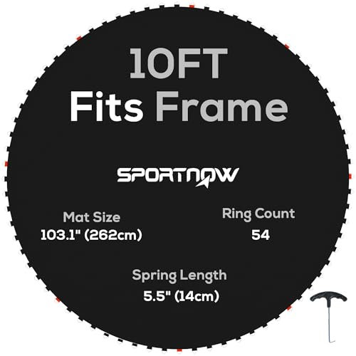 SPORTNOW Tappeto Elastico di Ricambio per Trampolino da 3m, Telo di Ricambio con 8 Cuciture e Rivestimento Anti UV, Nero