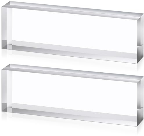 Yousoontic 2 Pcs Clear Acrylic Block Cube for Display, 2.5 x 8 x 1.125 Inch