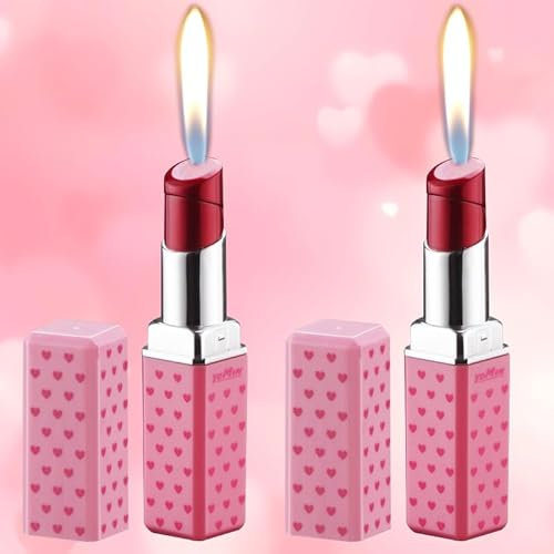 2 Stück rosa Jet-Taschenlampen-Feuerzeuge, nachfüllbare und verstellbare Feuerzeuge, Jet Flame winddichtes Butan-Feuerzeug, cool, Geburtstag, Outdoor, Grillen, Kerzen (kein Methangas)