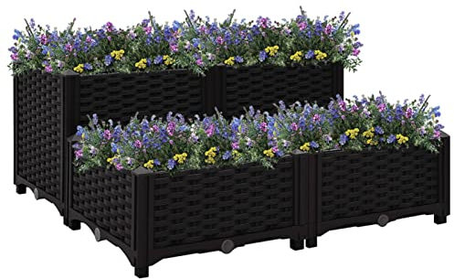 ShGaxin Lit surélevé 80x80x38 cm Polypropylène,Bordure Pierre,Kit Gabion,Gabion Jardiniere