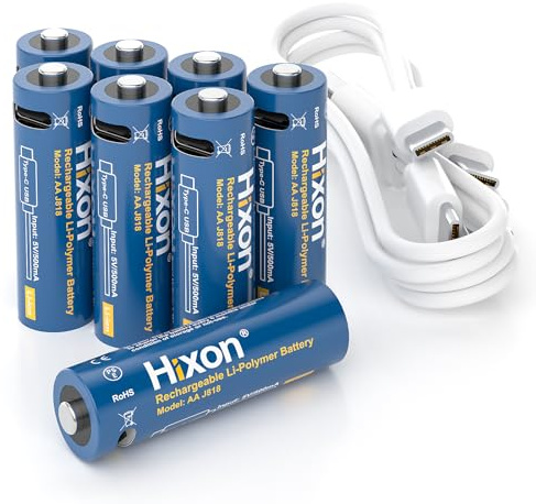 Hixon USB-C AA Akku Lithium Wiederaufladbar, 8 Stück AA Typ-C 1,5V Akkus, ideal für Fernbedienungen, Gamecontroller, Radio und Solarlampen
