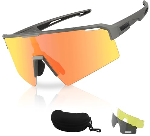 FOCUHUNTER Sportbrille für Damen Herren, Fahrradbrille für Baseball Laufen Radfahren Brille 3 Gläser