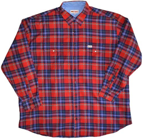 KAMRO Chemise à manches longues en flanelle pour homme, grande taille, rouge/bleu/jaune, à carreaux 5XL-12XL, Rouge/bleu/jaune à carreaux, 5XL grande taille