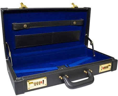 Premium Freimaurer Regalia Halbschürze Hartschalenkoffer Aktentasche, schwarzes Leder - Freimaurer Taschen & Hüllen
