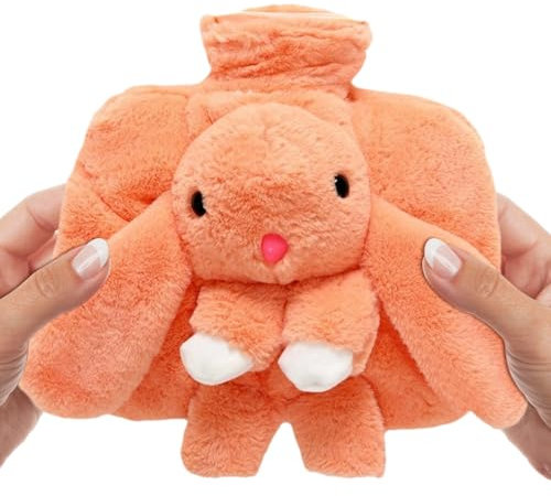 Pink PVC Heat Compress Bag Soft Bunny Warmer Water-Filled Hot Water Bottle Plush Bunny Cover Feet Warmer for Kids Removable Hot Water Bottle Bag for Men Women and Kids