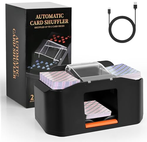 Diealles Shine Kartenmischmaschine Elektrische, Karten Mischgerät für 2 Decks, 2000mAh Akku Kartenmischer Elektrisch, Card Shuffler für UNO Poker Texas Hold Em Blackjack