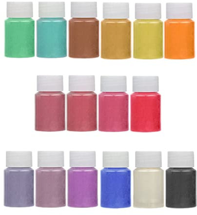 VILLCASE Perlglanzpigmente in 16 Farben Je 10 G Nagelkunstzubehör Epoxidkunst Sicher Für Körper Und Gesicht