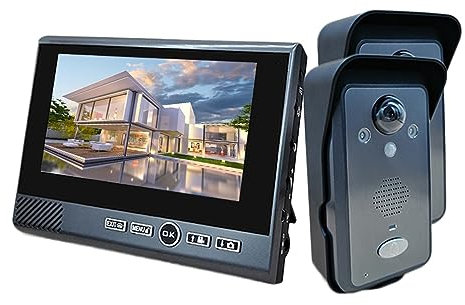 7-Zoll-Video-Gegensprechanlage für Privathäuser, kabellos, stanzfreie Gegensprechanlage, Türklingel, Video-Gegensprechanlage für die Wohnung, einfache Installation (Größe: 818-2D-3S) (8182D1S)