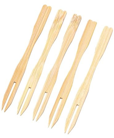 Sirxlevcy 500 Tenedores de Aperitivos de Bambú, Mini Tenedores de Bambú de 3,5 Pulgadas, Tenedores de Madera Desechables, Palillos Pequeños para Alimentos con Frutas