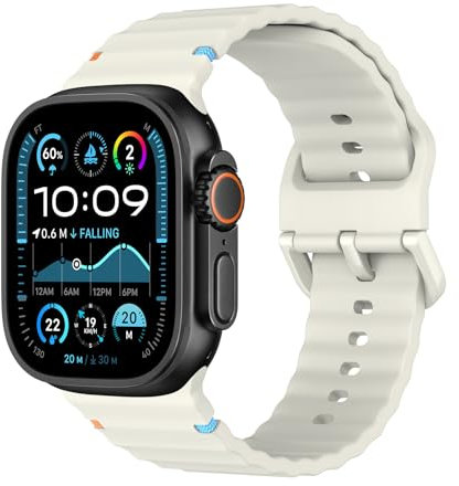 Astorgos Reloj Deportivo Correa Compatible con Apple Watch Ultra 3/2/1 49mm,S11/S10 46mm,9/8/7 45mm,SE3/SE2/SE/6/5/4 44mm,3/2/1 42mm, Correa de Silicona Suave Transpirable,LuEtlBlca