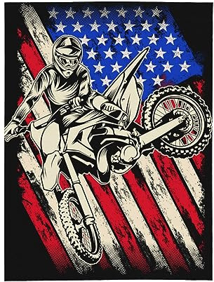 Fleecedecke für Dirt Bike, Motocross, amerikanische Flagge, Queen-Size-Decke, weich, leicht, flauschig, gemütlich, luxuriöse Mikrofaser