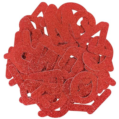 52 Pcs Glitter Alphabet A to Z Set Iron-on Letters, for Jackets, Backpacks, Hats Shirts - Red