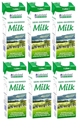 Lakeland Long-life Semi Skimmed UHT Milk, Calcium, High in Protein, 1L (Pack of 6, Total 6000ml)