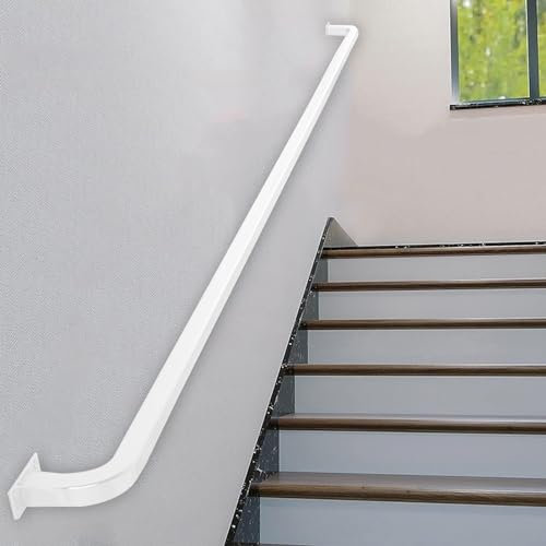 Scala in ferro zincato bianco per ringhiera per interni ed esterni, kit completo per sicurezza e stabilità delle scale da 200 cm