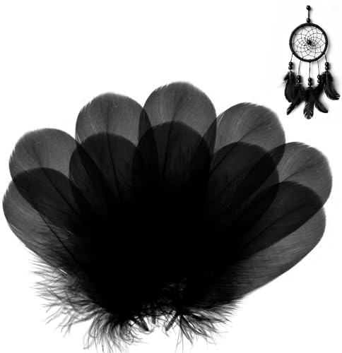sturiz 400 STK Schwarze Federn zum Basteln Bastelfedern Feder Bastel Federn Federrock 5–12 cm Schwarze Hahnfedern Natürliche Feder Deko für DIY-Handwerk Hochzeit Dekorationen Traumfängerzubehör