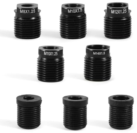 Goktvai 5pcs Gear Shift Knob Adapter Kit, Universal Aluminum Alloy Shifter Knob Thread Adapters with Plastic Fittings for M10/M14 Threads Nut Inserts for Car Truck SUV Stick Manual Shifter Replace