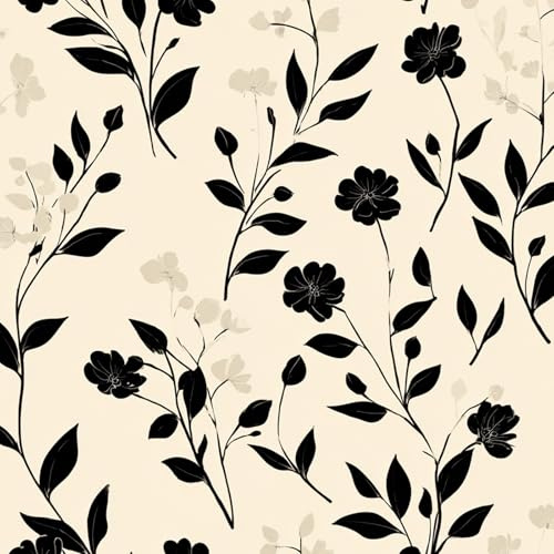 Fototapete Schwarze Blüten Tapete Selbstklebende Fototapete Wandpapier 44x600 cm Böhmen Folie Dekorfolie Möbelfolie Klebefolie Wanddeko Wandtapete