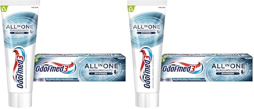 Odol - med3 All in One Rundumschutz Atemfrische Zahnpasta, für ein reines und extra frisches Mundgefühl, 75ml, Zahncreme (Packung mit 2)