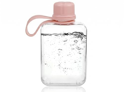 Healvian Flache Wasserflasche 240ml, Eckige Trinkflasche für Handtasche, Auslaufsicherer Mini Getränkebehälter BPA-Frei, Leichter Reisebecher für Schule Sport