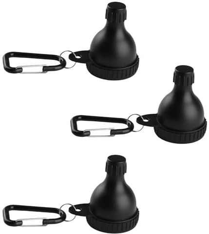 wellrun 3 Pack Protein Powder Container With Carabiner,2 in 1 Portable Formula Storage Pots,Water Bottle Funnels for Gym,Travel,Daily Use(Black)
