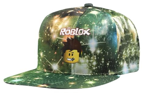 MAJEQZGY Roblox Cartoon Printing Baseball Kappe für Jungen und Mädchen Verstellbare Kindermütze Flache Krempe Sonnenhut für Kinder Baseballkappe (DE/NL/SE/PL, Alphanumerisch, M, Grün)