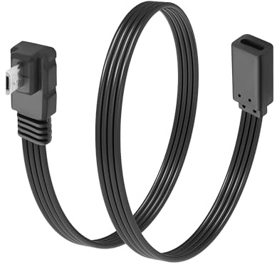 JSADZKJ Ultra-Flexible Micro USB to Type-C Short Cable,Right Angle Micro 5-Pin Female to USB-C Male Adapter Cable for Charging&Data Sync with Micro USB Devices for MP3 Players,Phone,Power Bank-20CM