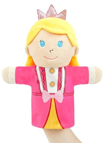 Handpuppen Für Kinder – 30cm Märchen König Queen Prinzessin Prinz Elf Plüschpuppe | Weiche Pädagogische Puppe Mit Beweglichem Mund | Rollenspiel Spielzeug Für Jungens Mädchen