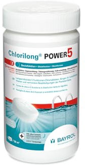 BAYROL Chlorilong POWER 5 - Pool Desinfektion - 5 in 1 Chlortabletten 250g, sehr hoher Aktivchlor Gehalt, langsam löslich - 1,25 kg
