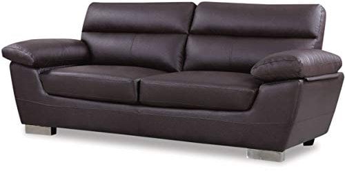 habitat et jardin Ledersofa aus rekonstituiertem Leder und PVC Dallas - 210 X 88 X 90 cm - 3-Sitzer - Schokolade
