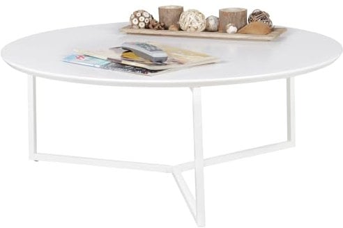 Wohnling Design Couchtisch MDF Holz weiß matt Gestell Metall ø 80 cm, Wohnzimmertisch lackiert Sofatisch modern, Kaffeetisch rund Loungetisch