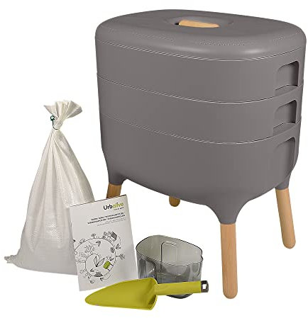 Design-KOMPOSTER - WURMKOMPOSTER - KOMPLETT-Set mit 1000 KOMPOSTWÜRMERN & Zubehör I Jetzt Küchenabfälle kinderleicht in Pflanzen-Dünger umwandeln I Wurmkiste - Wurmfarm für Küche, Balkon und Garten