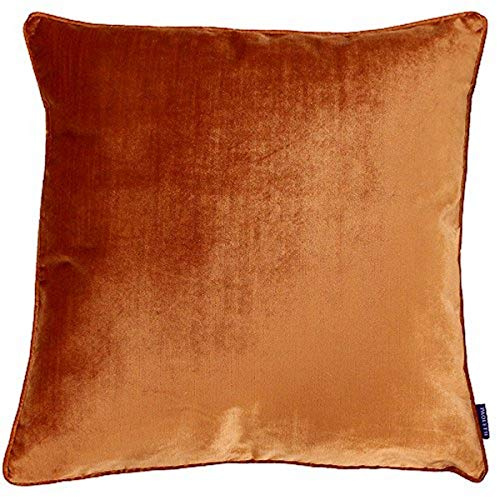 Riva Paoletti Luxe Velvet Polyester Gefülltes Kissen - Rust Orange - Soft Velvet Gefühl Stoff - Reversible - Versteckte Reißverschluss - Maschinenwaschbar - 100% Polyester Case - 55 X 55 Cm (22 X 22