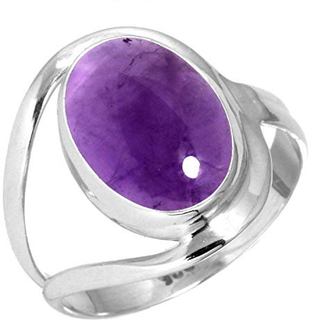 Jeweloporium 925 Silber Ringe für Damen Größe 58(18.5) Violett Real Amethyst Edelstein Solitär Silber Ringe Engagement Geschenk Kostüm Schmuck