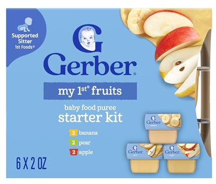 Gerber My 1st Fruits Starter Kit, Banana, Pear & Apple Puree, 2 Ounce Tubs, 2-Pack (Set of 6)