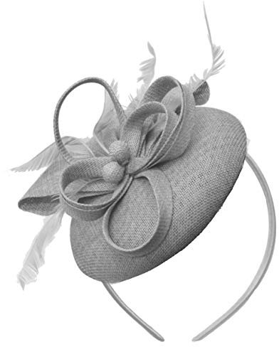 Caprilite Sinamay Haarreif mit Perlen, rund, für Damen, Hochzeit, Ascot Rennen, silber, Einheitsgröße