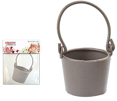 CREATIV DISCOUNT Mini- Eimer mit Henkel, Braun, 2,8cm