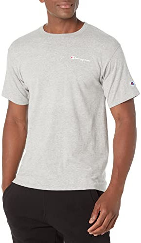 Champion Men's Big & Tall Classic Tee, C Script T-Shirt, Gray, S