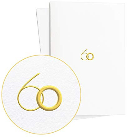 Geburtstagskarte 60 Stilvoll mit Goldprägung auf strukturiertem Papier (2er Set), Geschenk und Hochwertige Karte zum Geburtstag oder Anderen Runden 60 Anlässen, E11