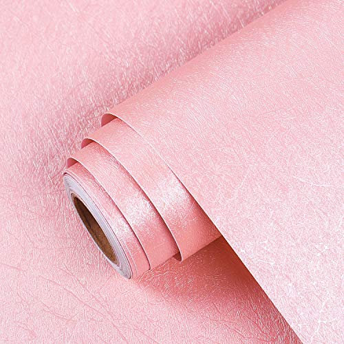 Livelynine 40CMx10M Rosa Tapete Muster Seidenoptik Selbstklebende Klebefolie Kinderzimmer Möbel Sticker Kinder Tapeten Mädchen Dekofolie für Schlafzimmer Wohnzimmer Tür Schrank Wand Wasserfest