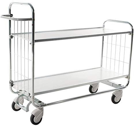Kommissionierwagen 250 kg, mit 2 Böden u. Bremssystem, LxBxH 1.395 x 470 x 1.120 mm, verzinkt