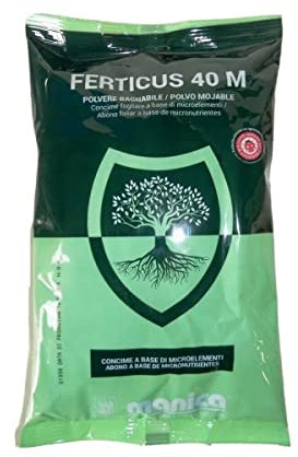 Manica CONCIME FOGLIARE in Polvere BAGNABILE A Base di MICROELEMENTI 1 kg-FERTICUS 40 M