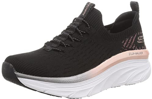 Skechers D'lux Walker - Let It Glow, Sneakers Donna, Nero (Black Knit Rose Gold Trim), 37.5 EU