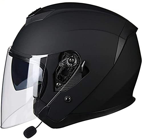Casque Jet Demi-Casque De Moto Ouvert Avec Demi-Casque Bluetooth Intégré Casque Moto 3/4 Rétro Certification DOT/ECE Adultes Hommes Femmes Casque Vintage E,XL