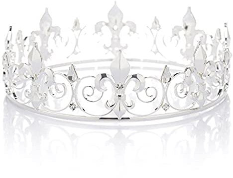 Royal Full King Krone Metall Kronen und Tiaras für Männer Cosplay Hochzeit Prom Party Dekorationen Krone Kopfbedeckungen Zubehör (Silber)