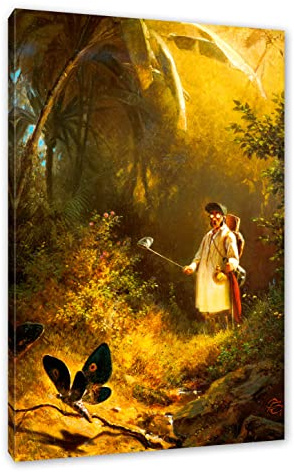 Pixxprint Carl Spitzweg - Der Schmetterlingsjäger, Größe: 60x40cm, Leinwandbild, fertig gespannt, Wandbild, Dekoration, Kunstdruck, kein Poster