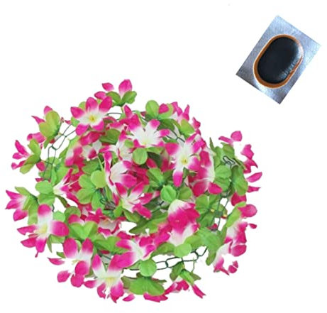 Fahrradgirlande Blumengirlande 120 cm Blume Weiß-Violett-Blätter inkl. maxxi4you Reflexband