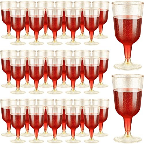 Meanplan Weingläser aus Kunststoff mit Stiel, 170 ml, stapelbar, Einweg-Weingläser für Partys und Hochzeitspicknicks, transparent, einfacher Stil, 100 Stück