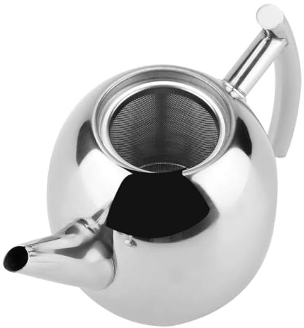 Teiera in Acciaio Inossidabile con Infusore, Teiera Grande Teiera Moderna Teiera in Argento con Infusore Rimovibile per Foglie Sfuse e Bustine di Tè1/1,5L(L)