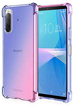 WILLIS TPU Silikon Handyhülle für Sony Xperia 10 IV, Durchsichtig Farbverlauf Case, Anti Drop und Anti Scratch 6 Schutzhülle Blau Rosa