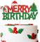 Merry Birthday Cake Topper Rot & Grün Glitzer Weihnachtsgeburtstagstorte Dekoration Weihnachten Geburtstagsfeier Kuchen Food Picks für Winter Oneaderland Weihnachten Geburtstag Babyparty Dekorationen